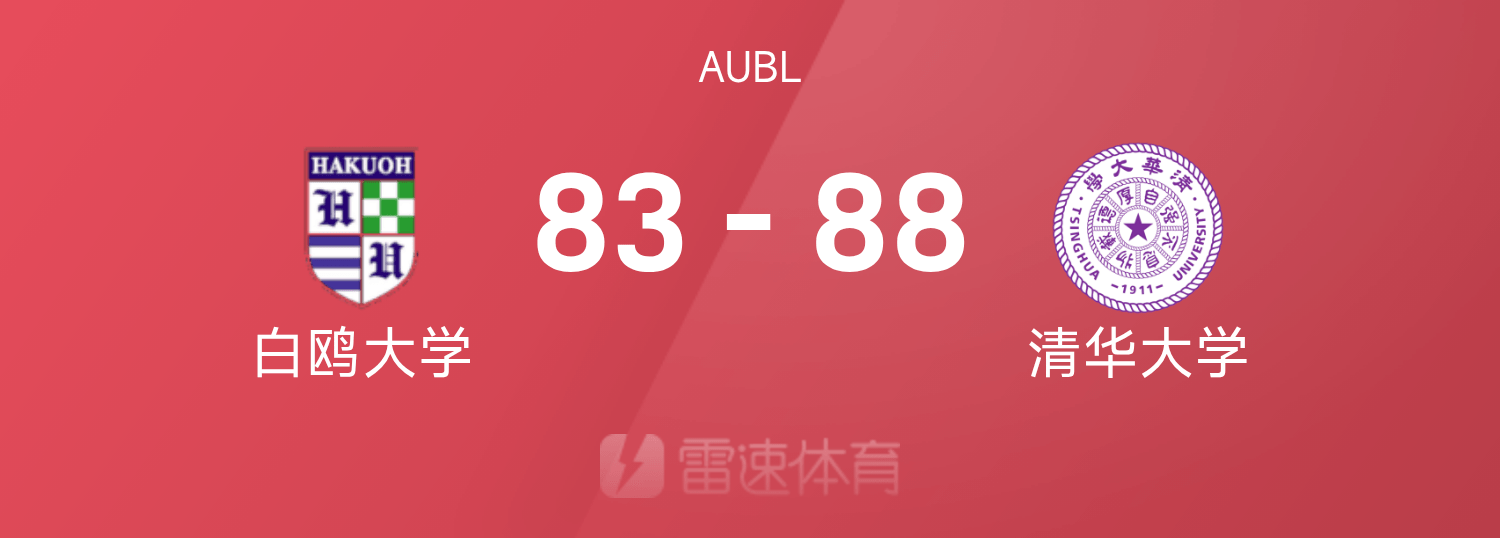 AUBL战报：清华大学末节大逆转以88-83击败白鸥大学
